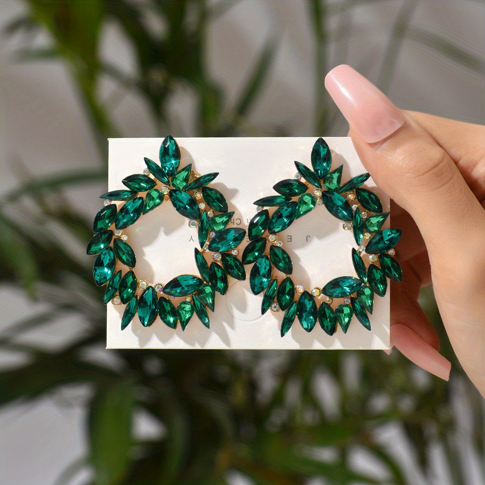 Image of Fashionable Luxury Large Stud Earrings For Women, Geometric Shape, Wedding Party Vacation Trendy Ear Accessories Gift