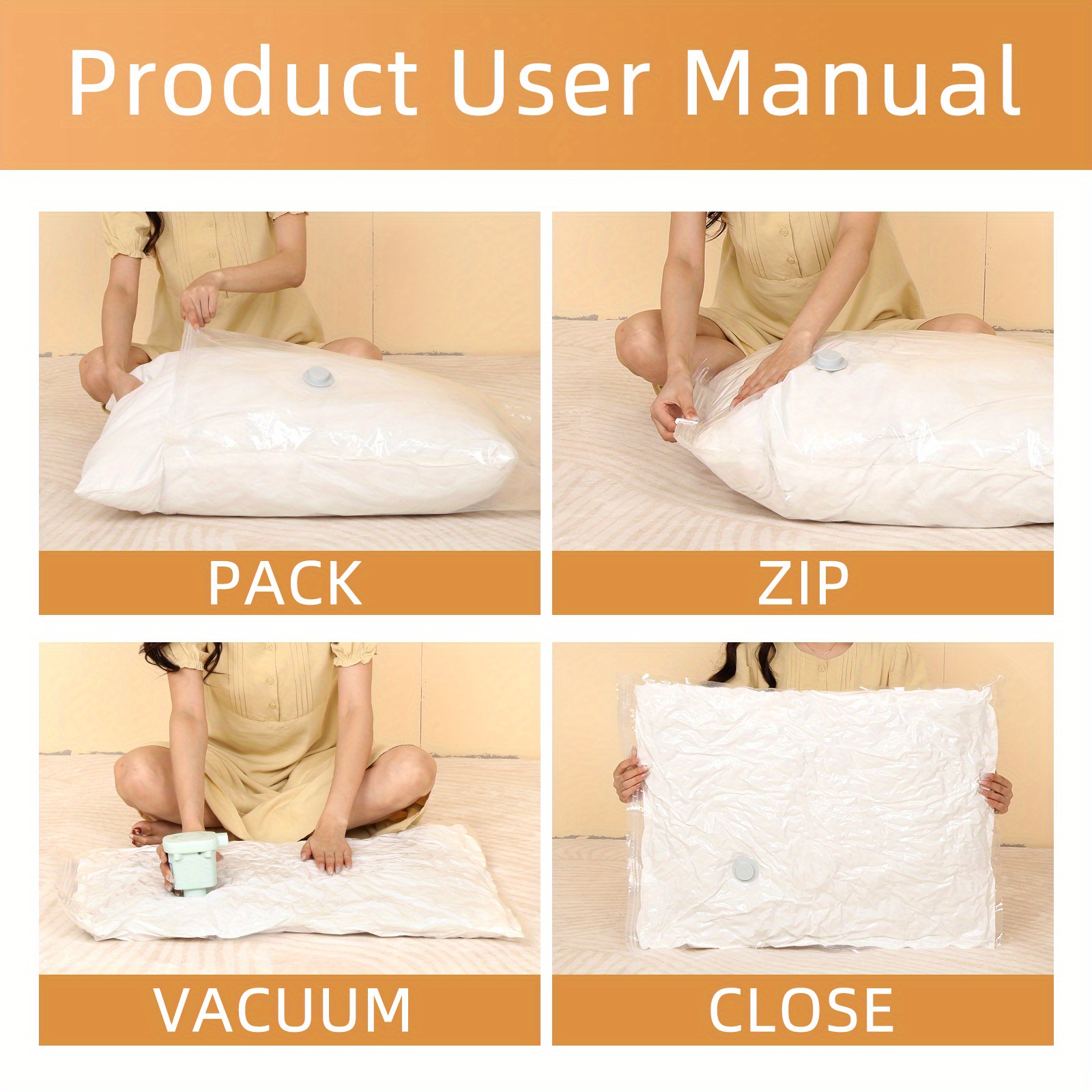 Space-saving Vacuum Storage Bags With Hand Pump - Airtight Compression Bags  For Clothes, Pillows, Comforters, Blankets, And Bedding - Travel-friendly  And Convenient - Temu