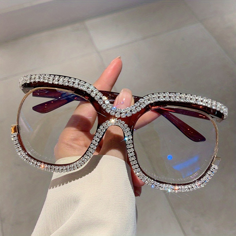 Gafas Cristal Diamante Brillante Lentes Transparentes Gafas - Temu