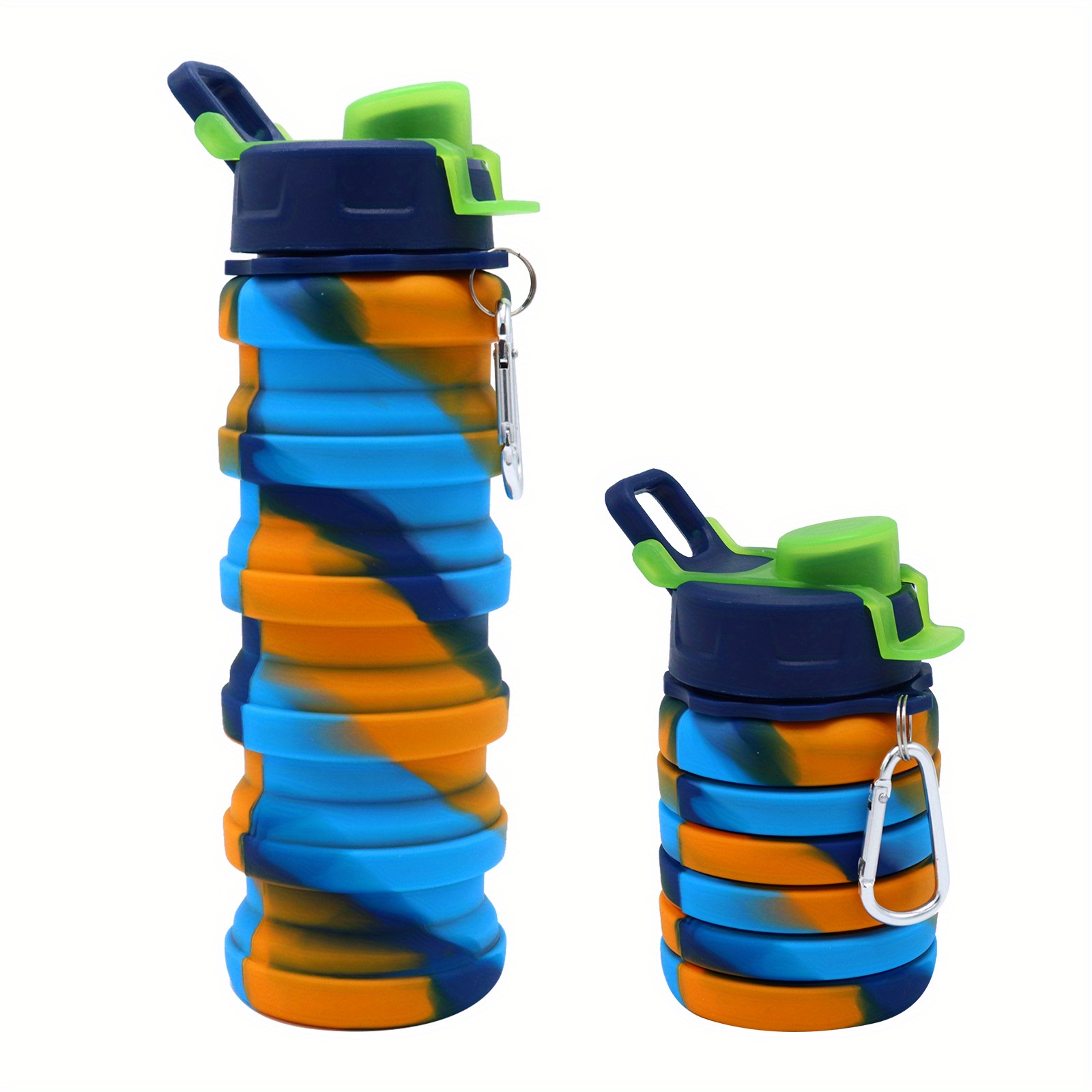 Silicone Foldable Water Bottle Sports Reusable Leakproof Water Bottle  Carabiner - Sports & Outdoors - Temu