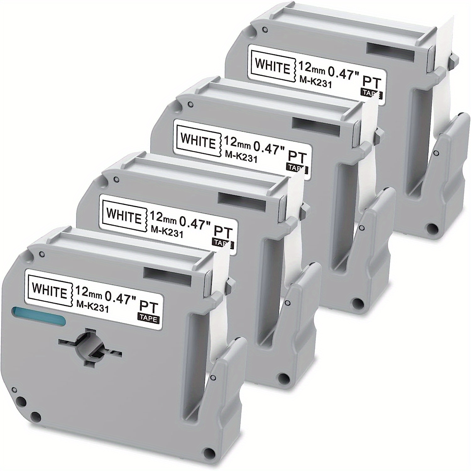 Image of 4pcs Label Tape Replacement For Label M-k231, Compatible With M Tape Mk231 Mk-231 Tape 12mm 0.47 White For Pt-m95 Pt-90 Pt-70 Pt-65 Pt-85 45 Label Makers