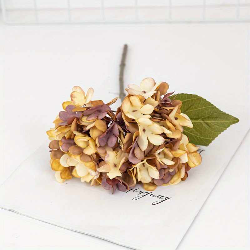 Topia Silk Fall Flowers Artificial Silk Dried Hydrangea Flowers Artificial Fall Flowers Bouquet Dried Flowers Autumn Decorations for Office and Home