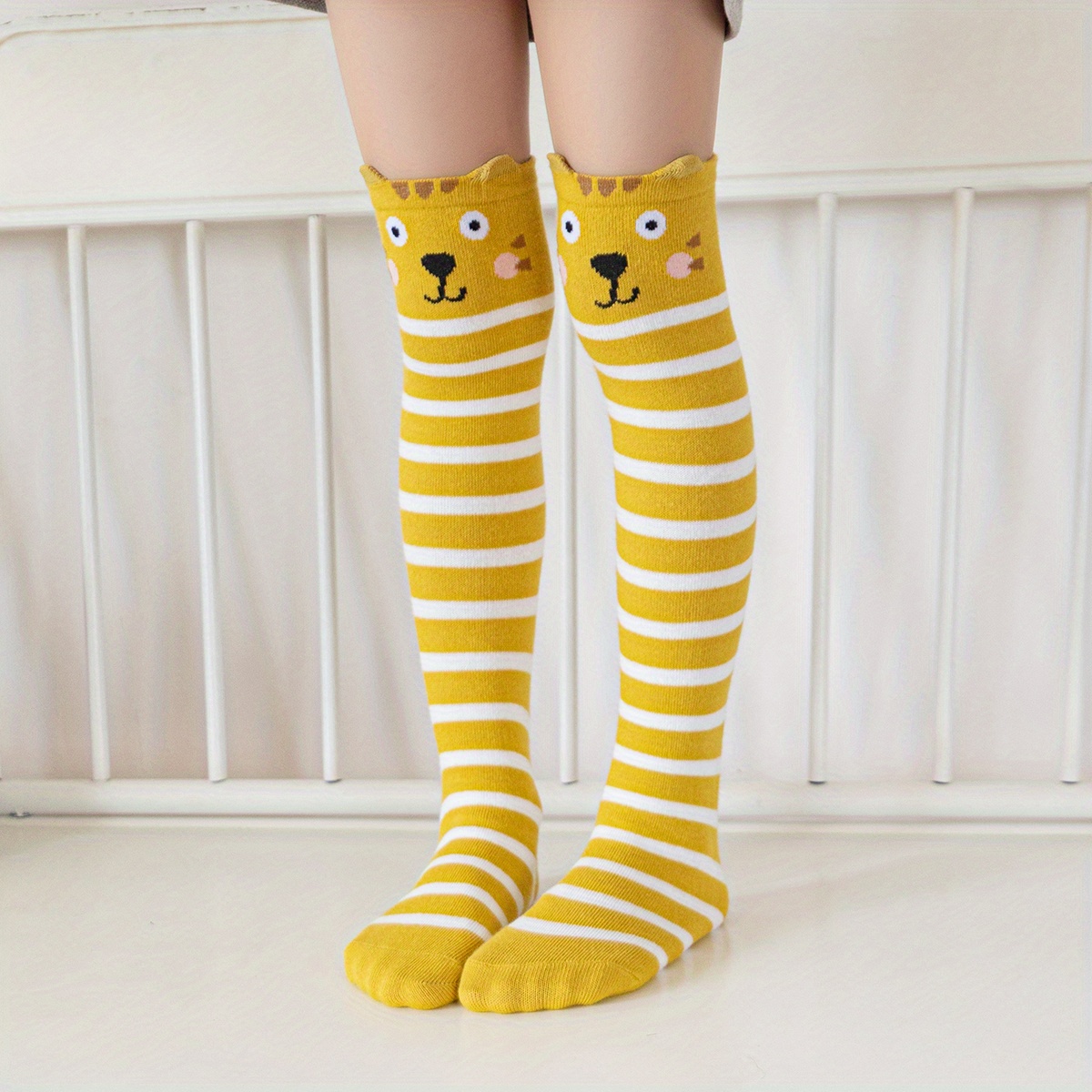 Yellow Cat Baby striped tights