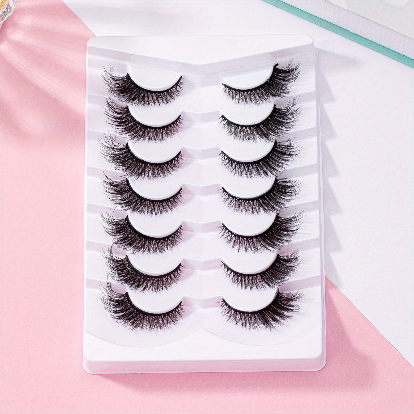 7 Pairs False Eyelashes, Faux Mink Hair Lashes, Eye End Lengthening Cat Eye Lashes, Fluffy Soft Dramatic Eyelashes