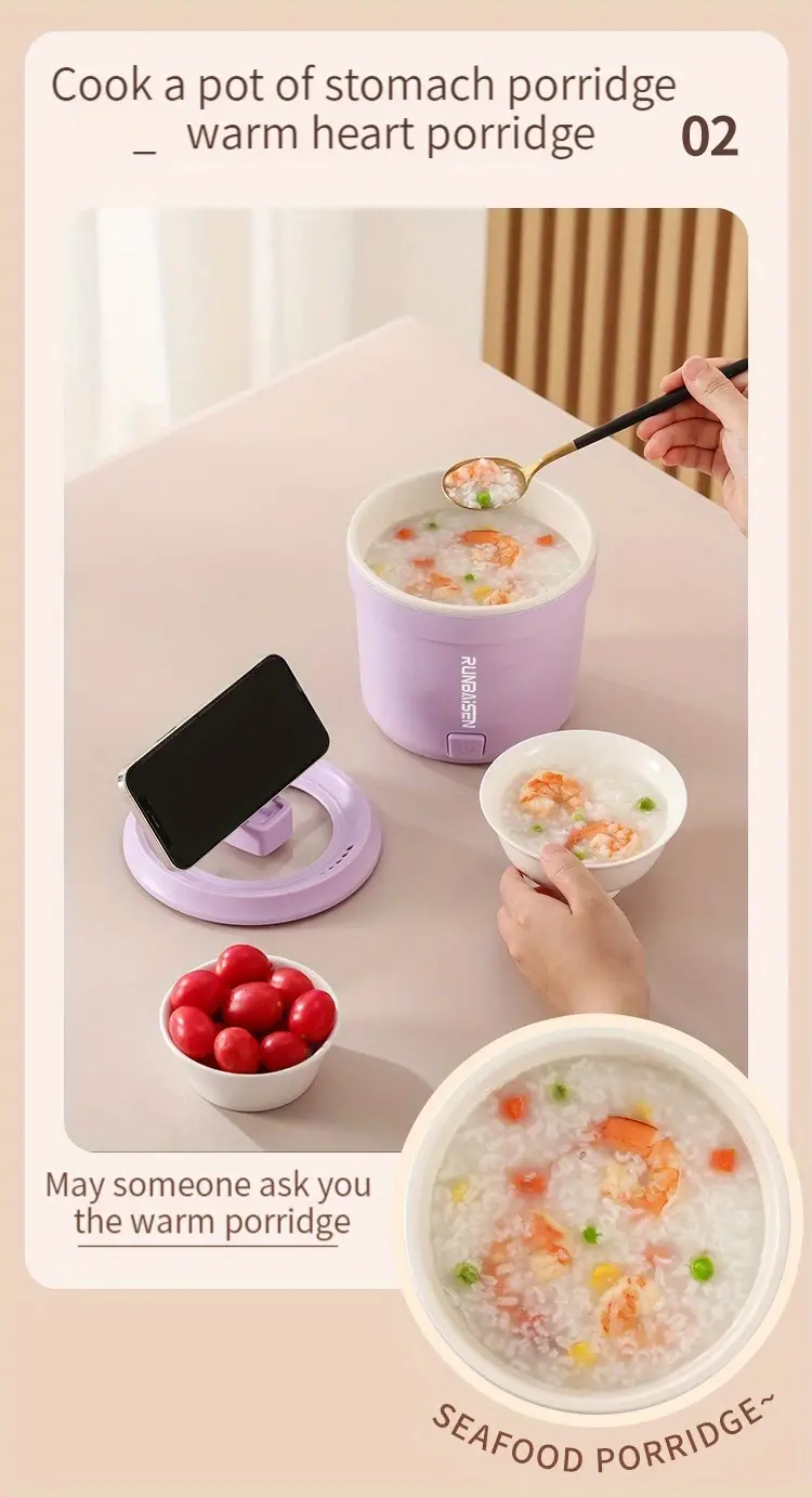 us plug electric caldron multi functional household small pot noodle cooking non stick surface electric hot pot small mini instant cooker small electric pot 1l for single person 1 person details 6