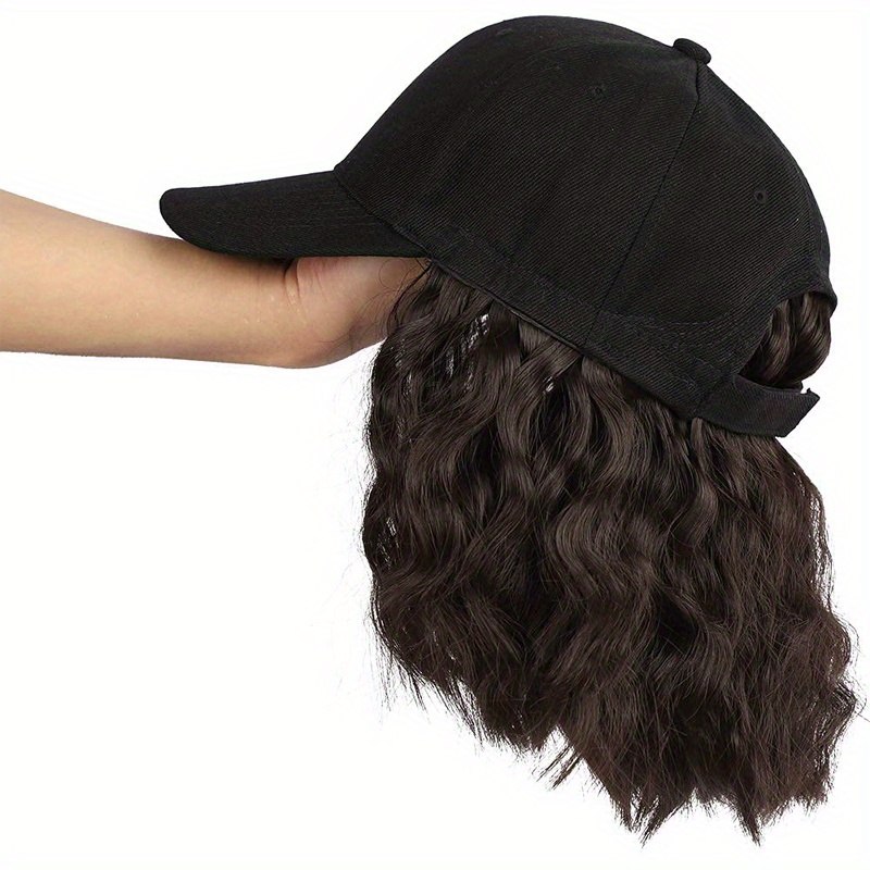 Hat Wig Medium Long Curly Bob Cut Hat Wig Synthetic Wig Temu