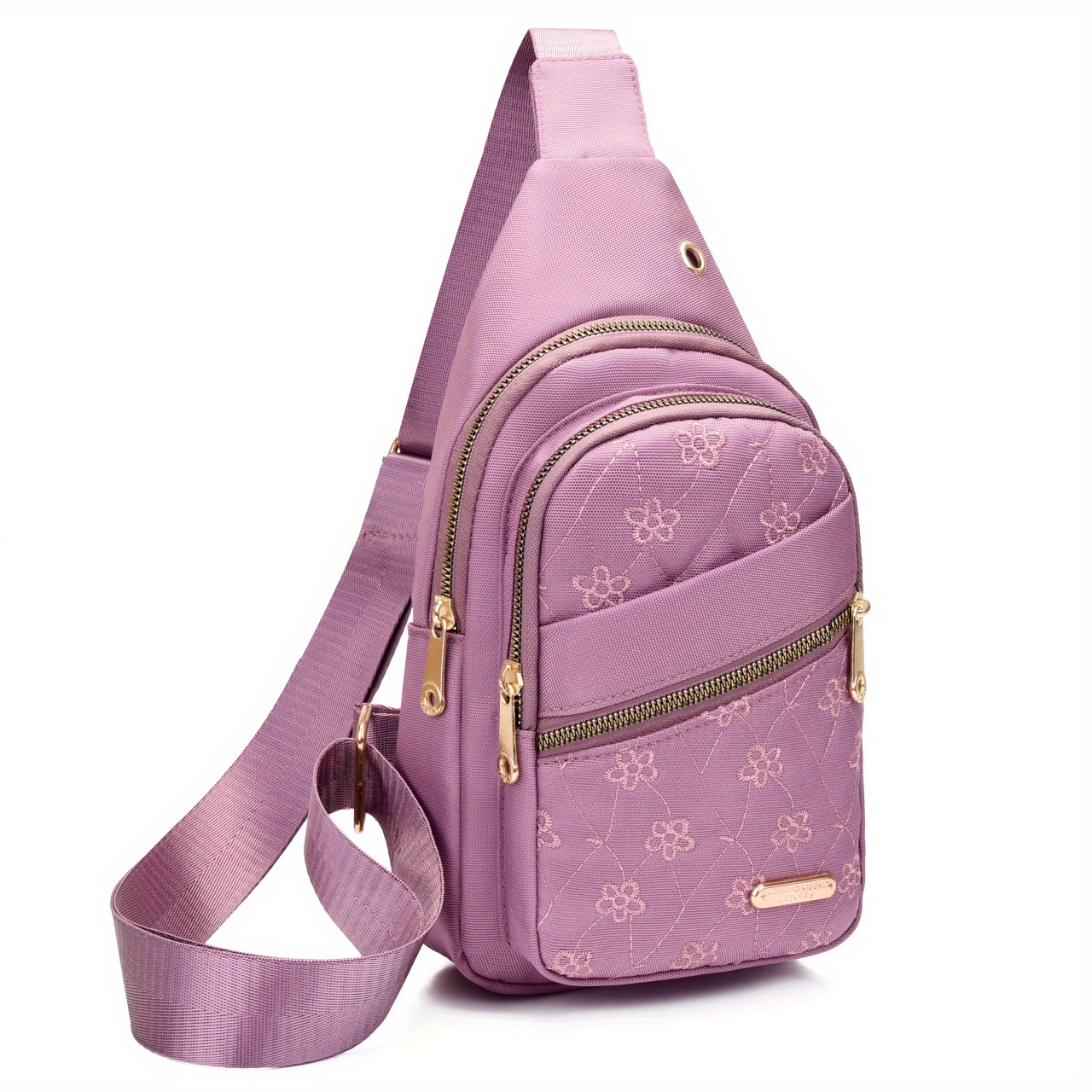 Chest Purse For Women 2026.Floral Embroidered Chest Bag Zipper Front Crossbody Bag - Temu
