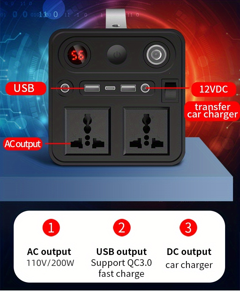 54000mah Portable Power Station, Power Generator, Emergency Power Station  With Usb Qc3.0 Pd Ac 110v Inverter Output, Rechargeable Lithium Battery -  Temu