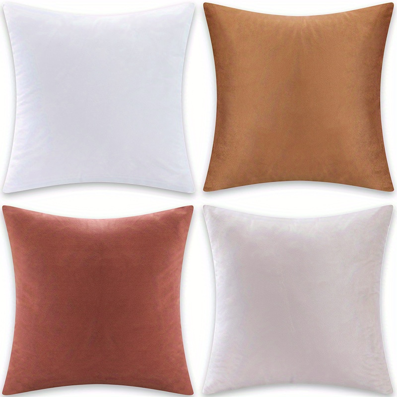 WEMEON Neutral Throw Pillow Covers 18x18 Inch Set of 4,Modern Solid Color  Square Decorative Pillow Cover,Farmhouse Home Decor for Bedroom Car Living