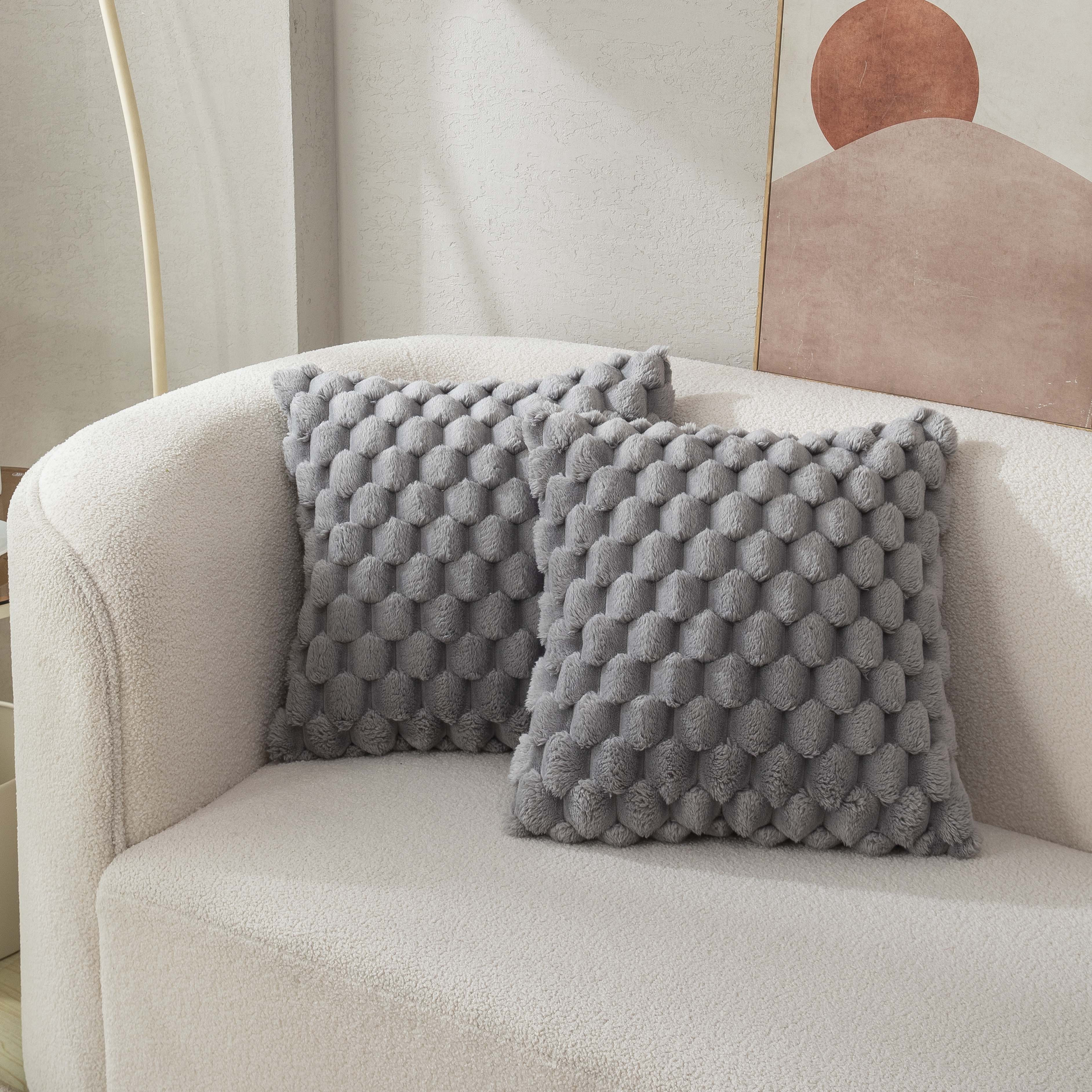 Oblong Cut Plush Decorative Throw Pillow Gray - Room Essentials™