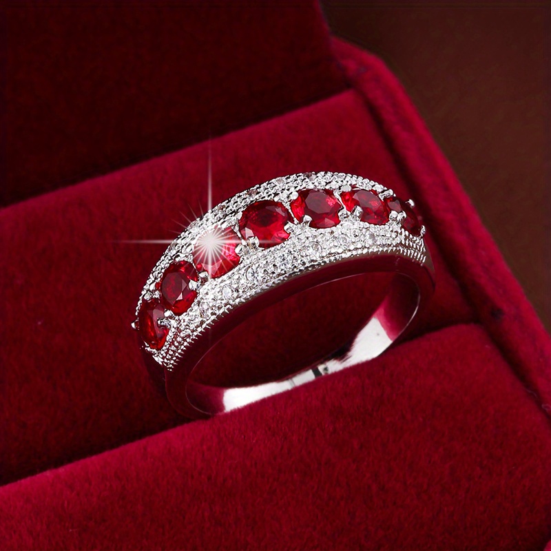 Elegant Multicolor Synthetic Cubic Zirconia Ring Set, Fashionable Copper Base, Versatile For Daily Wear & Gift-, Jewelry