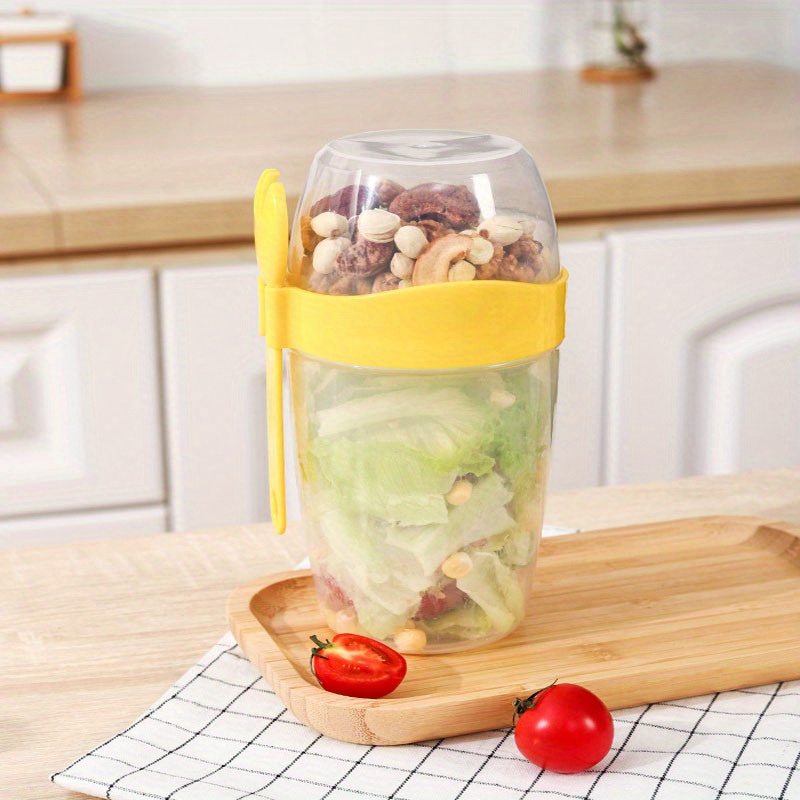 Salad Meal Shaker Cup With Spoon 2 Tier To Go Salad Shaker - Temu