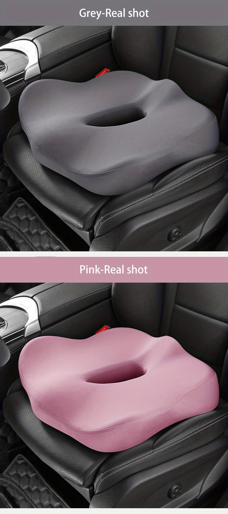 Cojín de asiento de coche transpirable de malla 4D para conductor de  asiento de coche, mejora la altura y la postura, cojín de cuña de espuma