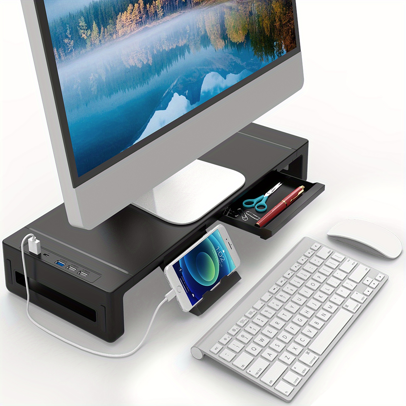 Elevador de pantalla de madera, soporte para monitor, soporte para  computadora portátil, PC, TV, par liwang