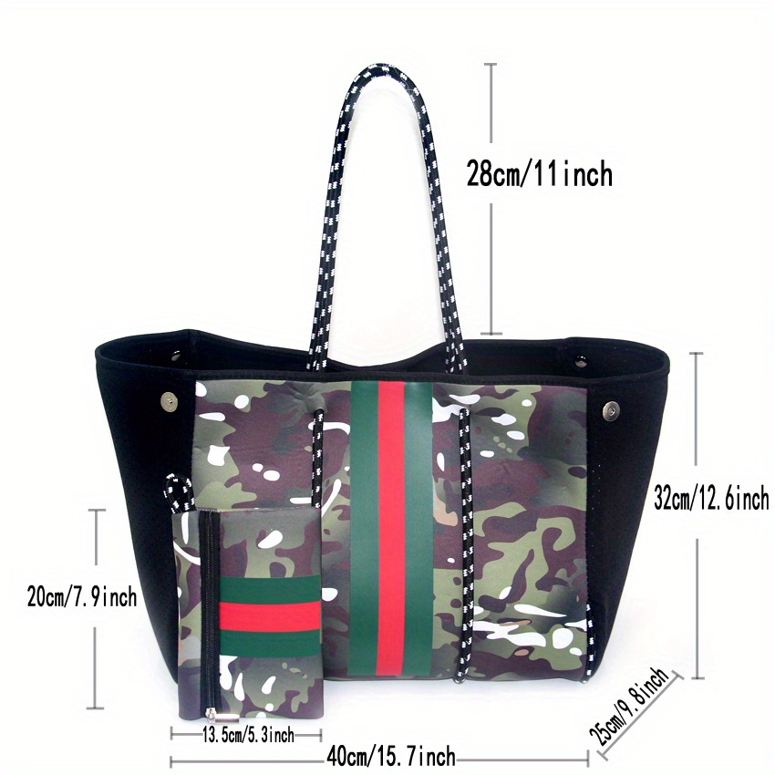 Camouflage Pattern Tote Bag, Neoprene Summer Beach Bag, Lightweight Travel  Handbags Shopping Bag - Temu