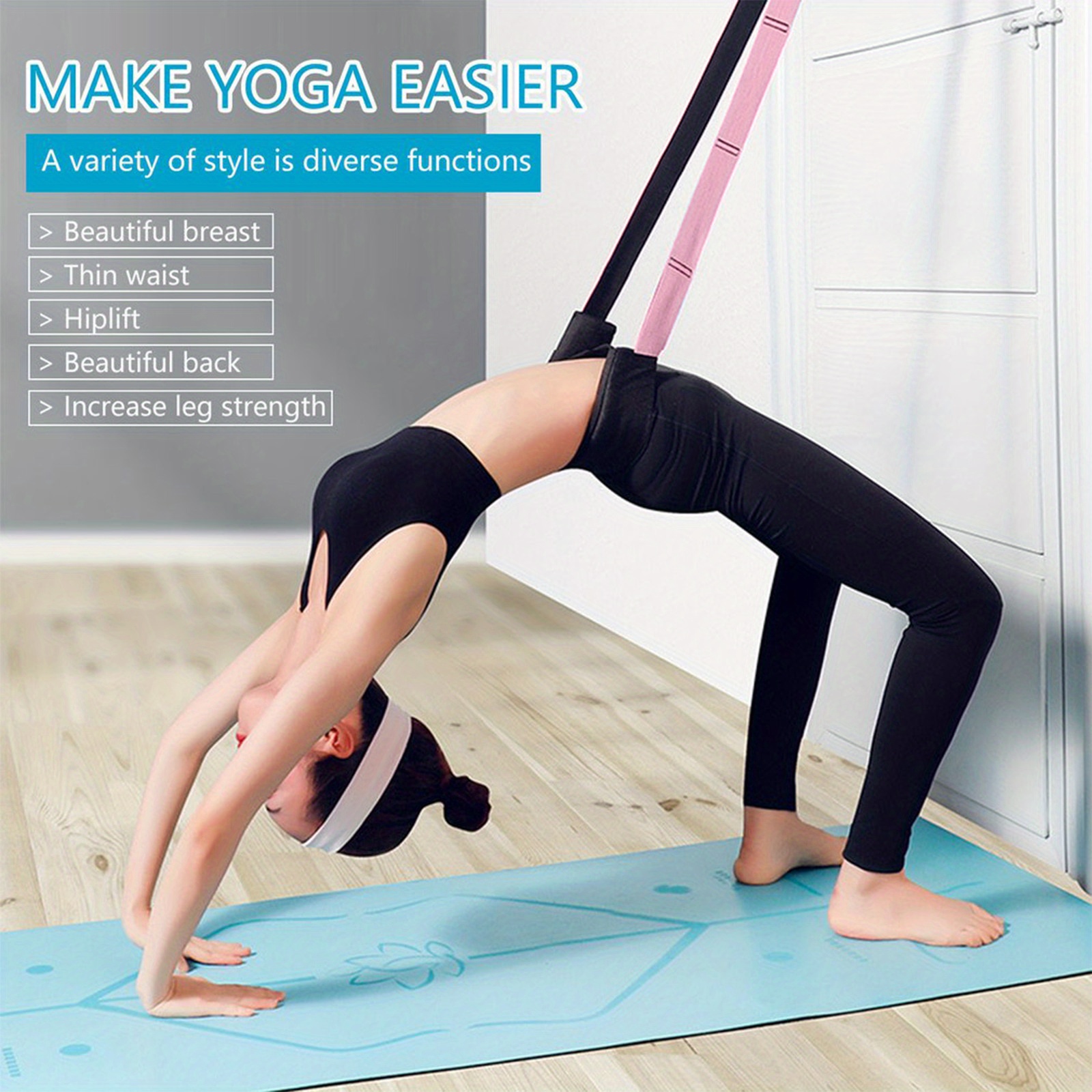 Fitness Yoga Stretching Strap, Adjustable Leg Stretcher Back Bend Assist  Trainer, Improve Leg Waist Back Flexibility Home Gym Equipment for Rehab