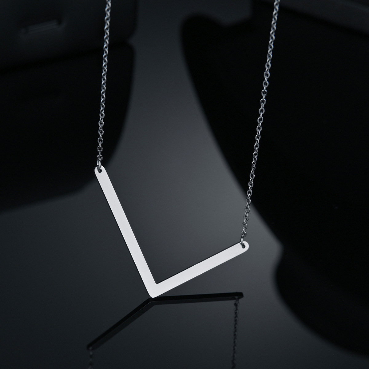 Large Initial Necklace Stainless Steel Big Letter Necklace 