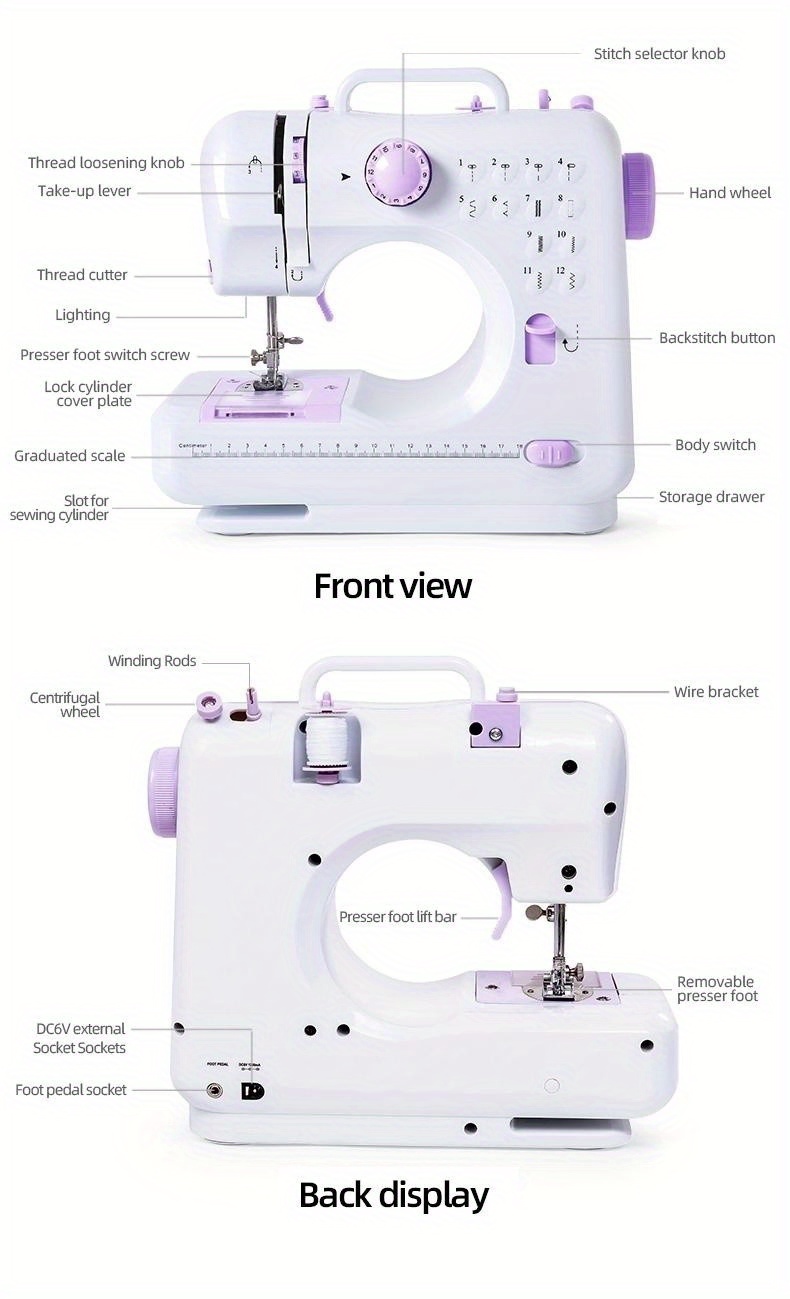 Cheap Electric Small Sewing Machine with Foot Pedal 12 Stitches Adjustable  Speeds Sewing Machine for