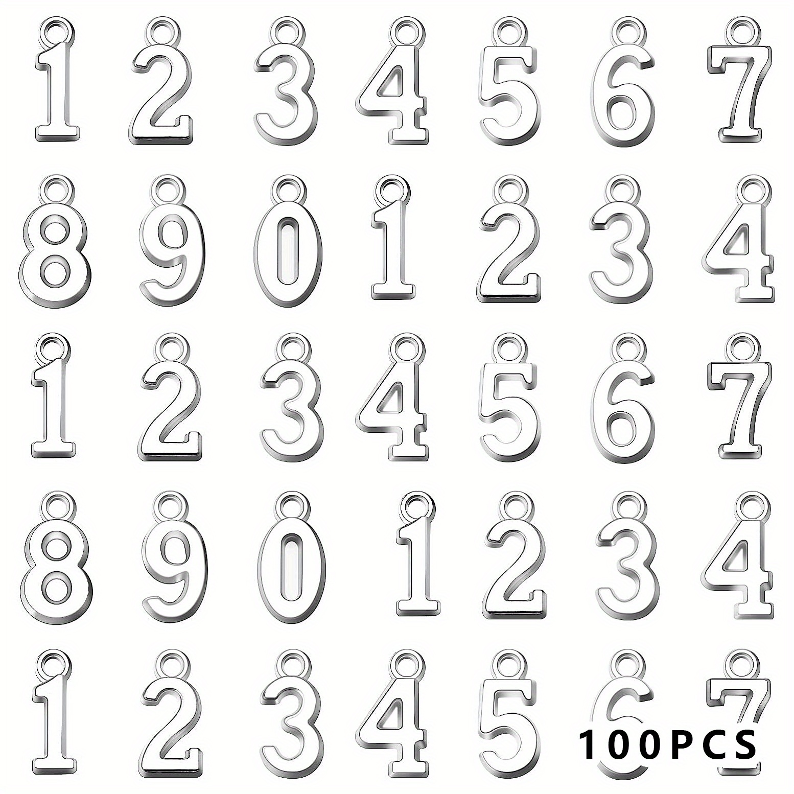 Image of 10pcs/100pcs Antique Silvery 0 1 2 3 4 9 Number Birthday Charms Pendant Bracelets Necklace Jewelry Making Craft Wholesale