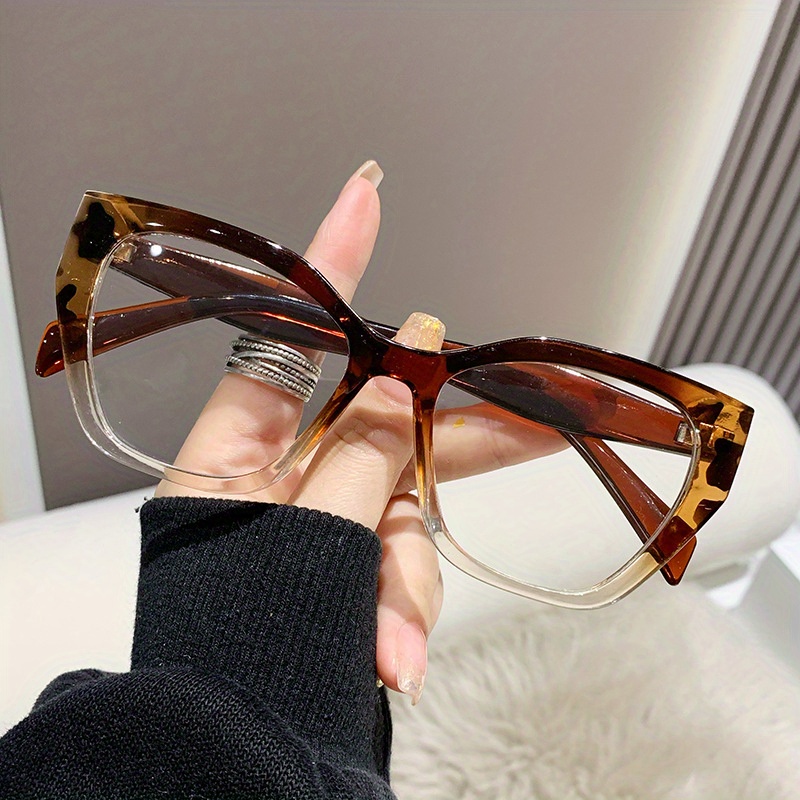 Cat Eye Clear Lens Glasses Retro Leopard Fashion Decorative - Temu