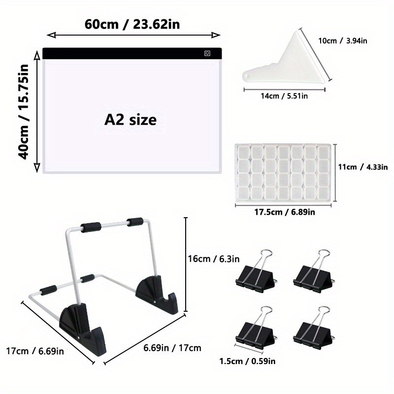 A2/A4/A3 Drawing Tablet Board USB Powered Dimmable LED Light Pad For Drawing,Tracing,Diamond  Painting Accessories Pen Stand Tray