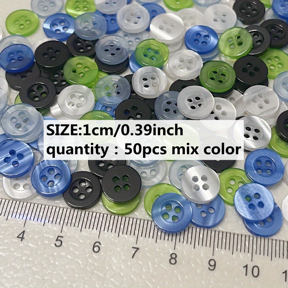 50pcs/pack White Color 4 Holes Buttons Shirt Buttons For Men Apparel  Supplies Sewing Accessories Size 0.43inch