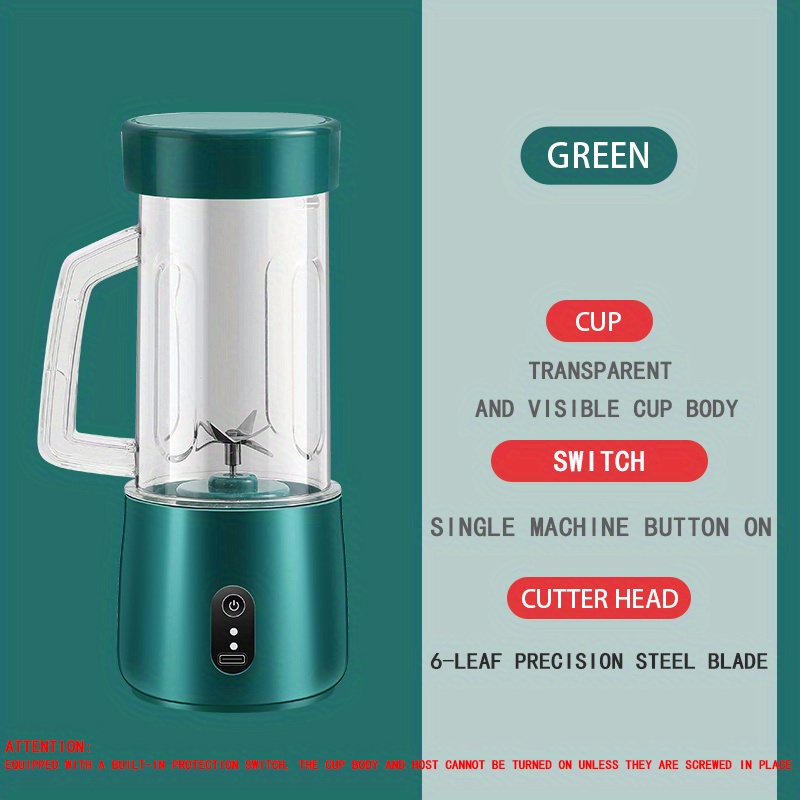 1pc Electric Blender Cup - Battery Operated Portable Transparent