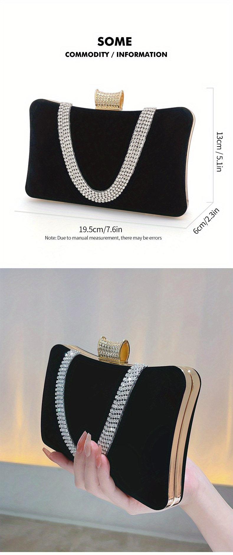 Rhinestone Decor Clutch Purse, Elegant Evening Bag, Women's Classic Dinner  Handbag For Wedding Party & Prom - Temu