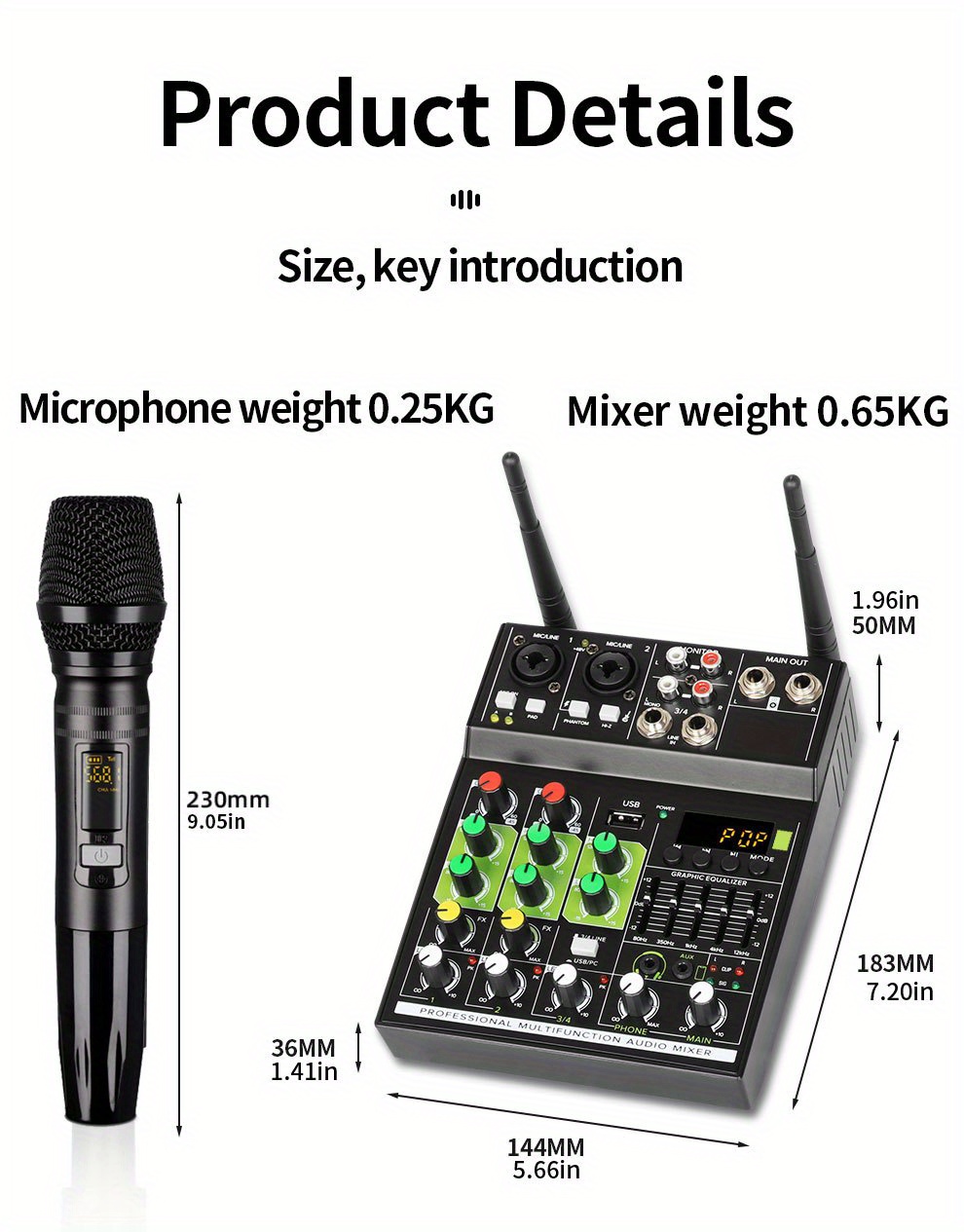 4-channel Usb Audio Mixer With Wireless Microphone Studio Sound Mixers With  Bt Rec Dj Console Mixing For Karaoke - Temu Germany