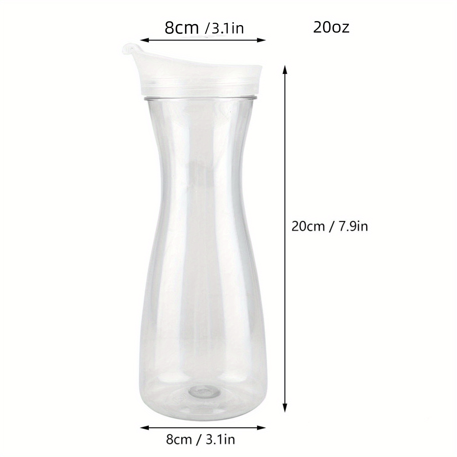 Water Carafe 20/33/54oz, Clear Acrylic Juice Drink Pitcher Carafe Jug with  Plastic Lid for Bar Home Restaurant Use(20oz)