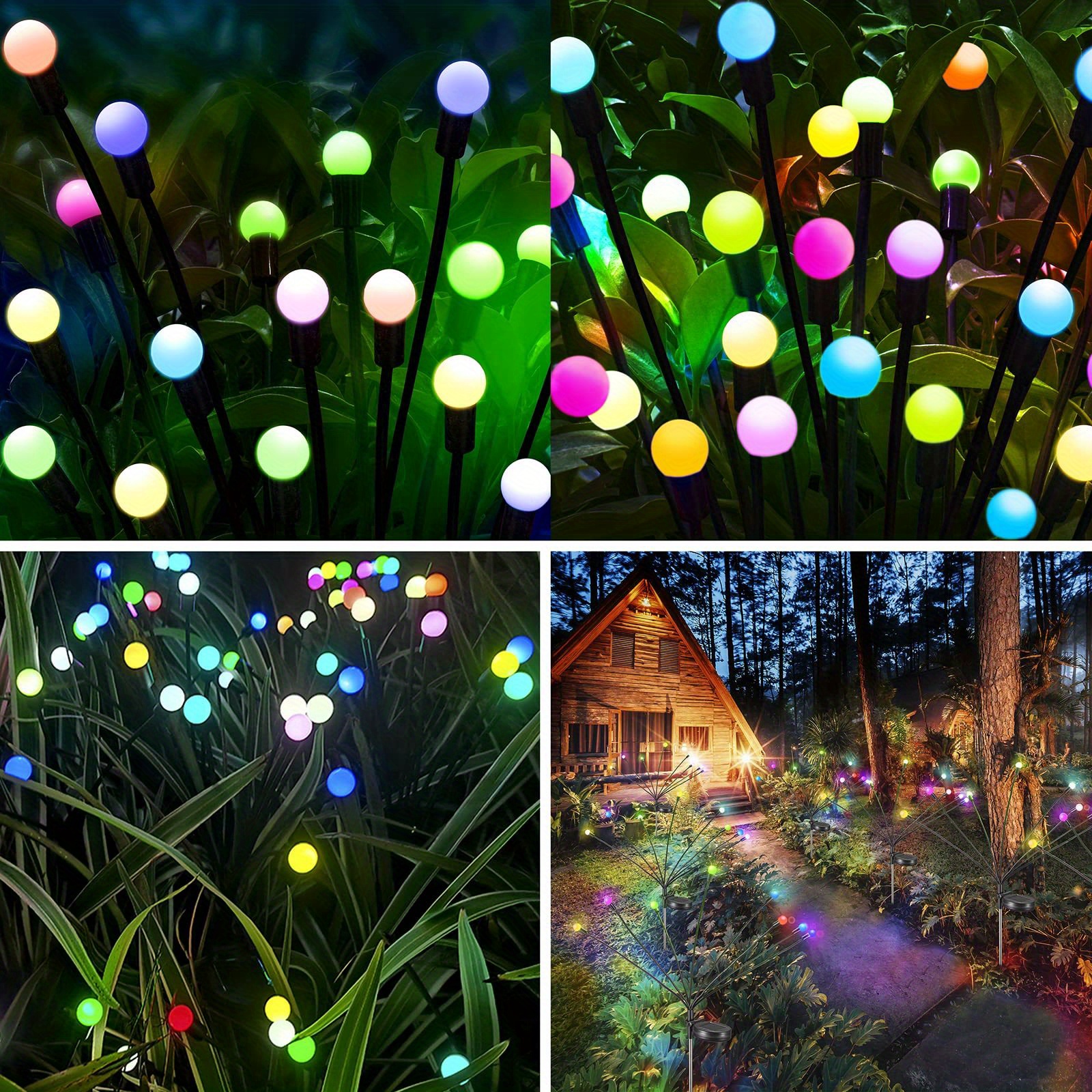 1 2 packs solar powered firefly lights 16led garden lights outdoor waterproof decorative solar outdoor lights with 2 modes light starburst swaying landscape lights for yard patio colorful details 2