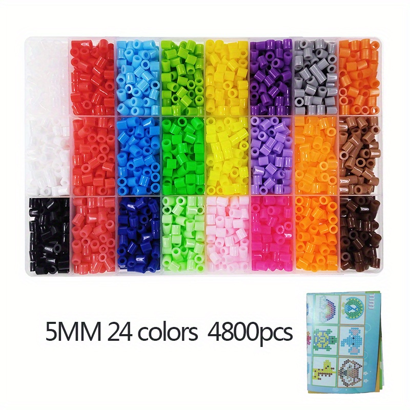 48 Colors 4800pcs 5mm Fuse Beads Kit Ironing Beads Pixel Art DIY