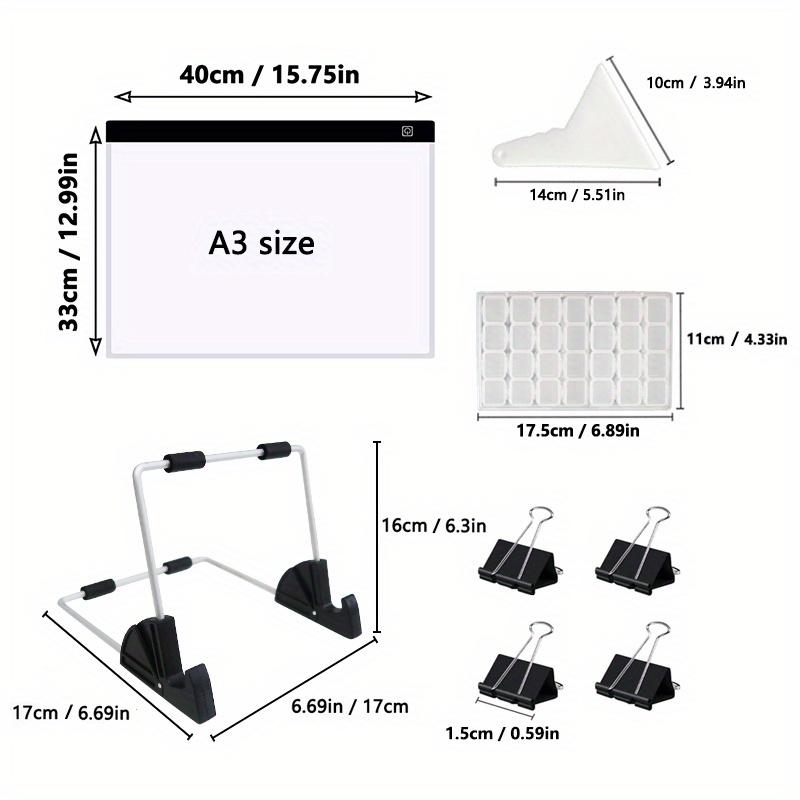 A5/A4/A3 Drawing Tablet Board USB Powered Dimmable LED Light Pad For Drawing,Tracing,Diamond  Painting Accessories Pen Stand Tray