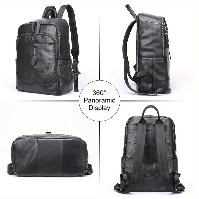 genuine leather backpack 14in laptop bag black travel - Temu Portugal genuine leather backpack 14in laptop bag black travel - Temu Portugal