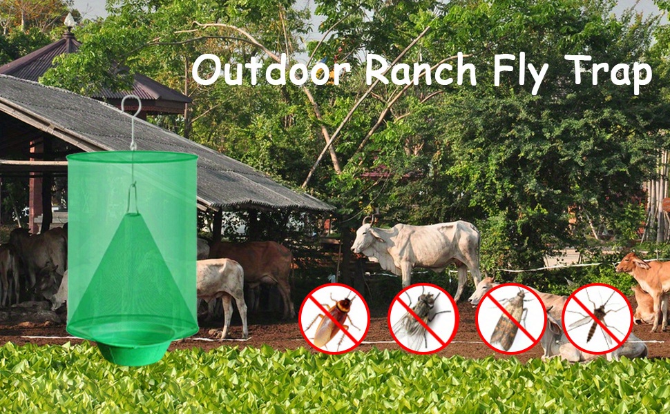 Ranch Fly Trap Reusable Fly Trap With Tray For Indoor Outdoor Hanging  Farms, Stable, Garden, Orchard, Park, Pest Control - Temu