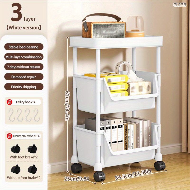 Mobile Snack Storage Shelf, Floor Snack Cart, Bedroom, Dorm Room, Under the  Table, Dormitory Container Cart