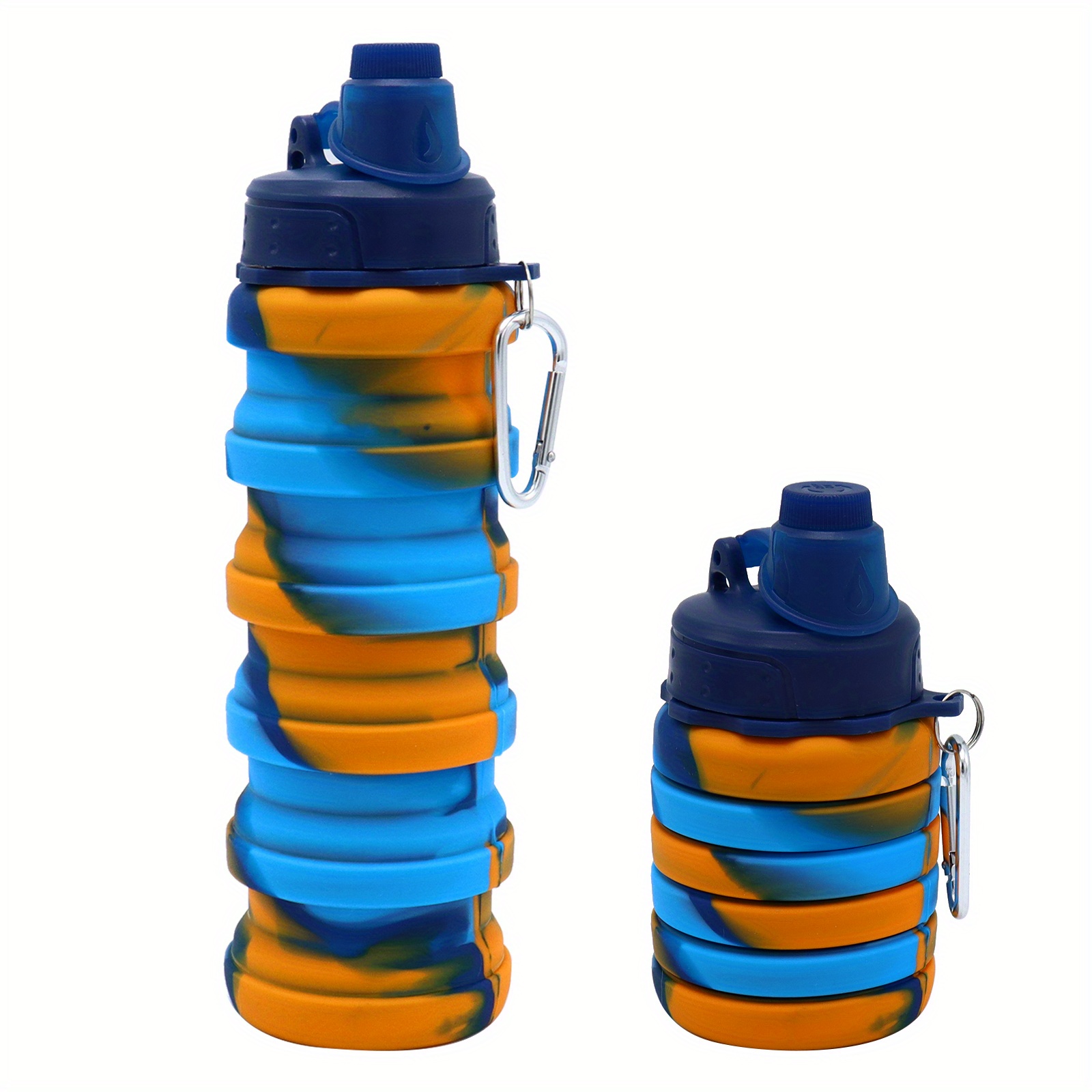 Paquete de 4 botellas de agua plegables para viajes, botellas de agua  plegables reutilizables de silicona portátil a prueba de fugas con clip  para