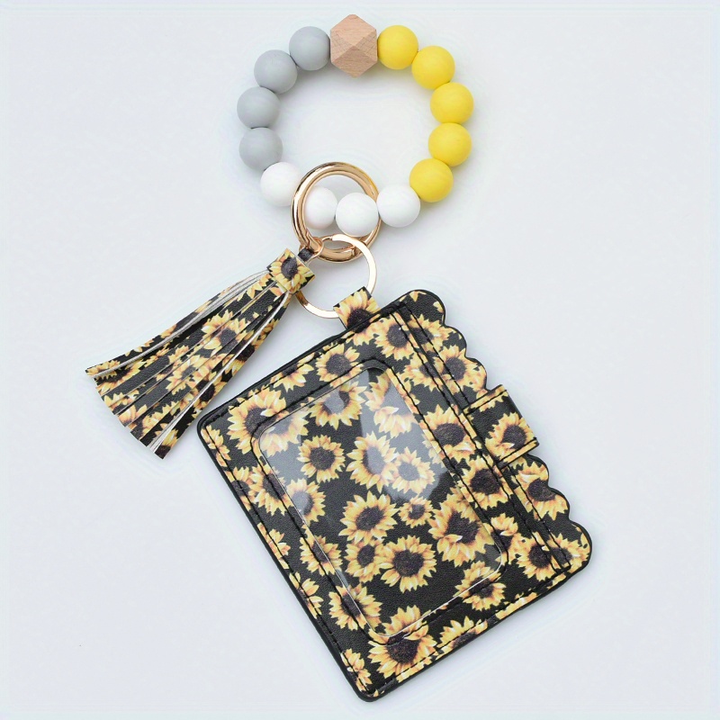 Silicone Beads Bracelet Card Bag Coin Purse, Pu Tassel Wallet Keychain  Pendant, New Christmas Gift - Temu Bulgaria