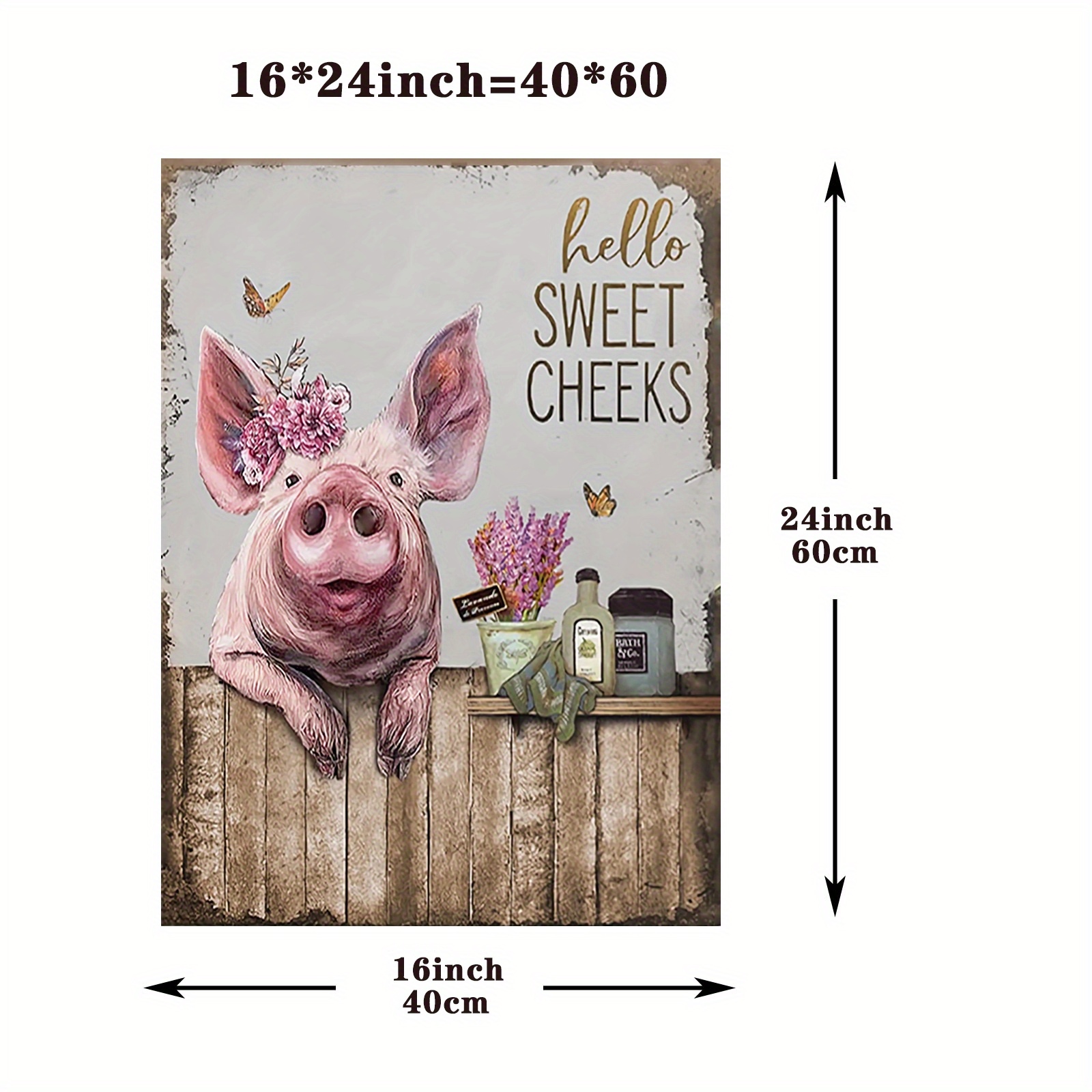 Cute Little Pig And Butterfly Canvas Wall Art For Farmhouse, Office, And Kitchen  Decor Unframed Mural Painting Temu