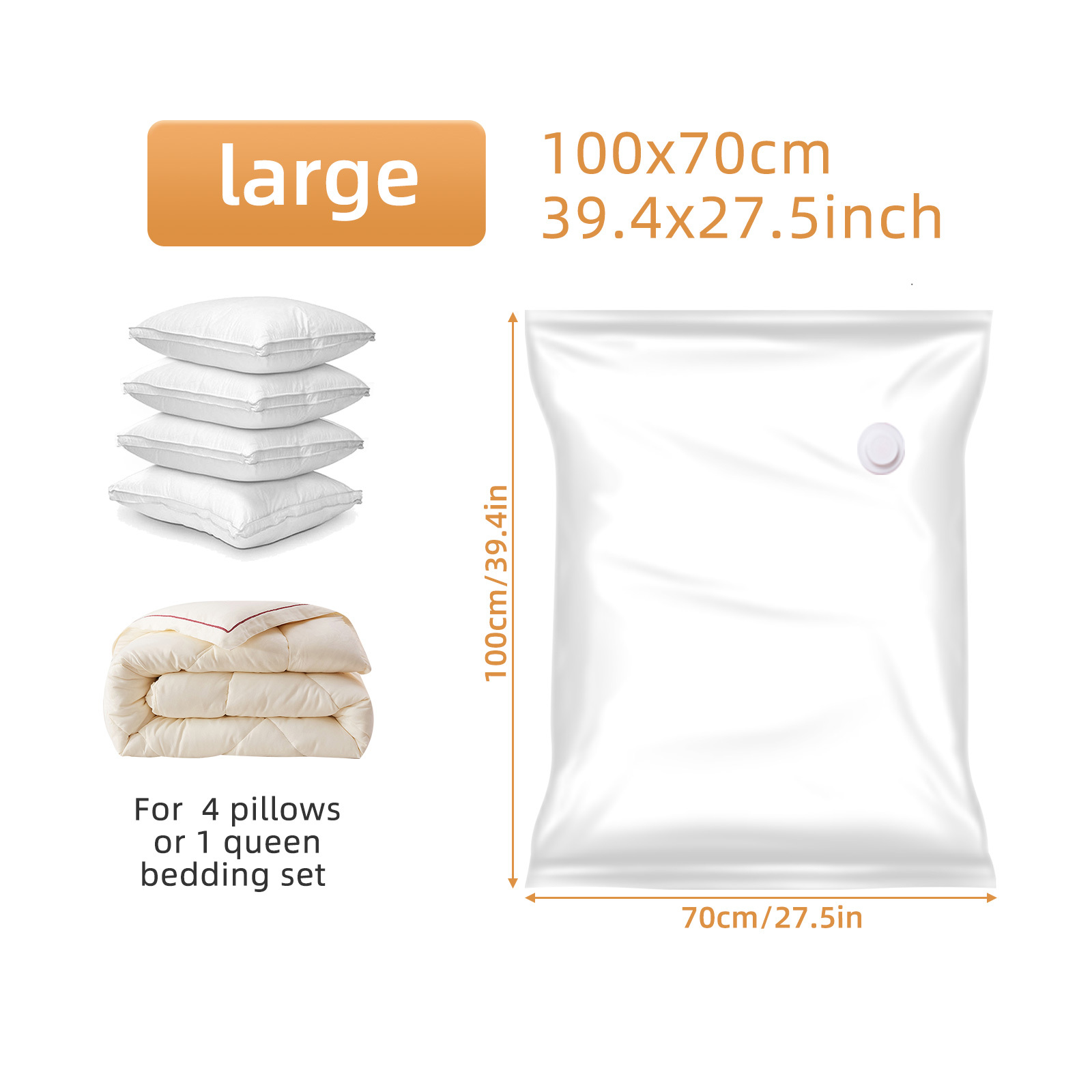 Space-saving Vacuum Storage Bags With Airtight Seal For Clothes, Pillows,  Comforters, And Bedding - Includes Hand Pump - Temu