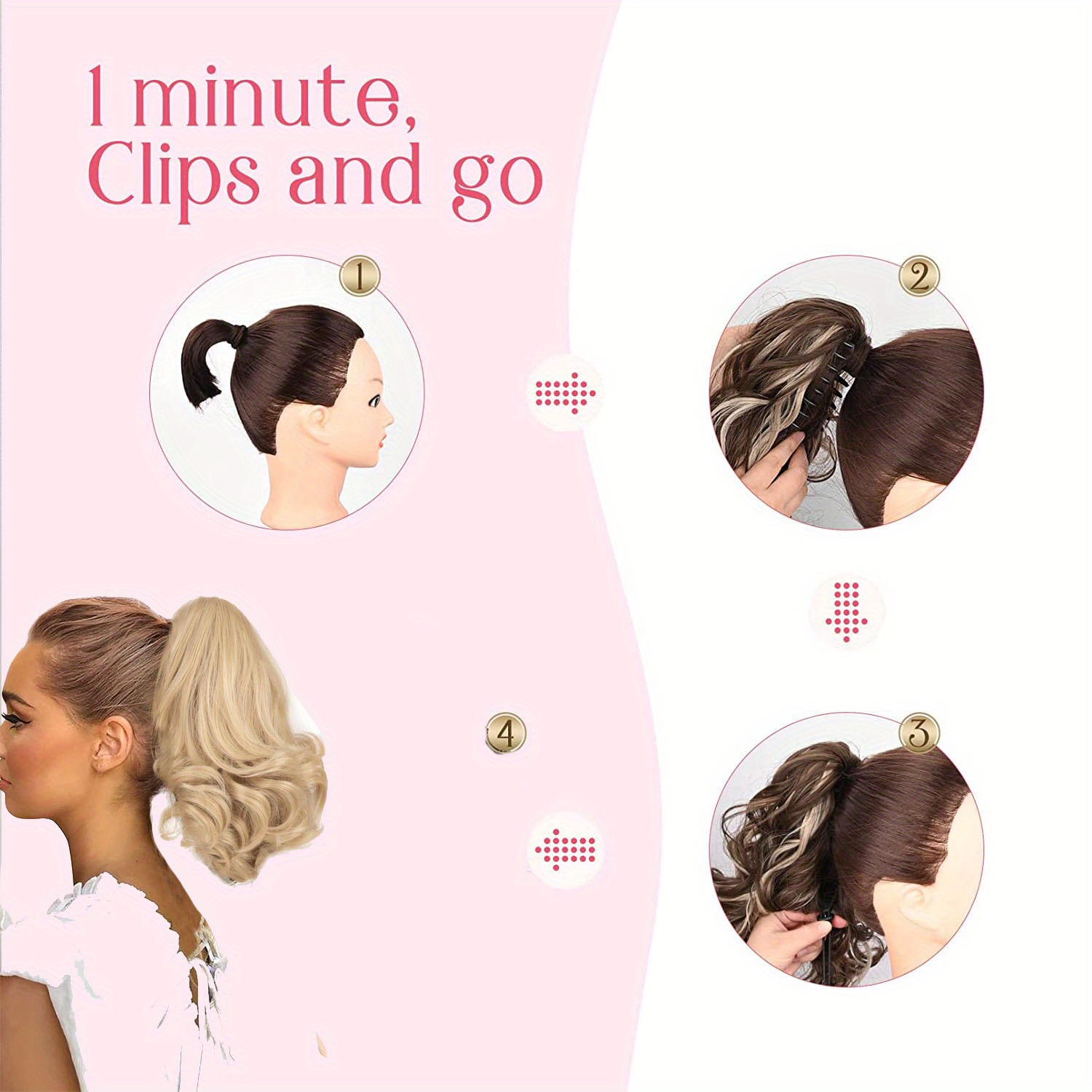 Claw Clip In Ponytail Hair Extensions Short Curly Ponytail Temu