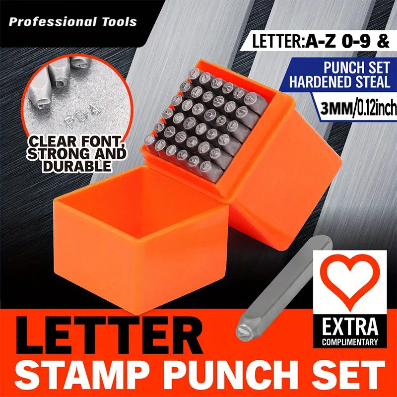37 Pcs Set Metal Stamping Kit, Number and Letter Punch for Jewelry Making  Stamps Tools & Leather Crafts, A-Z, 0-9