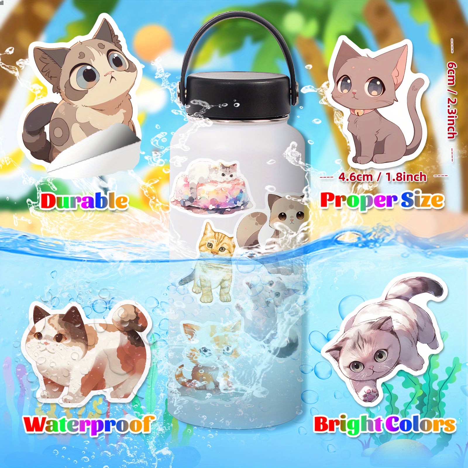 Pegatinas troqueladas de gato kawaii mascota adorable 50 modelos