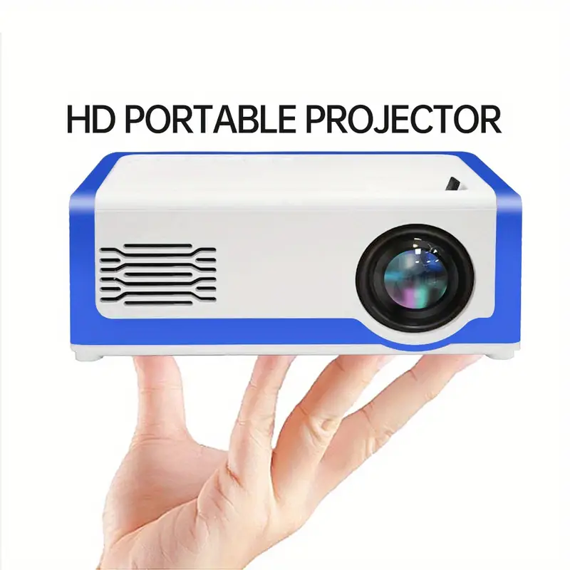 mini portable projector home theater outdoor video projector compatible with smartphone laptop hdmi usb sd card etc white and blue details 0