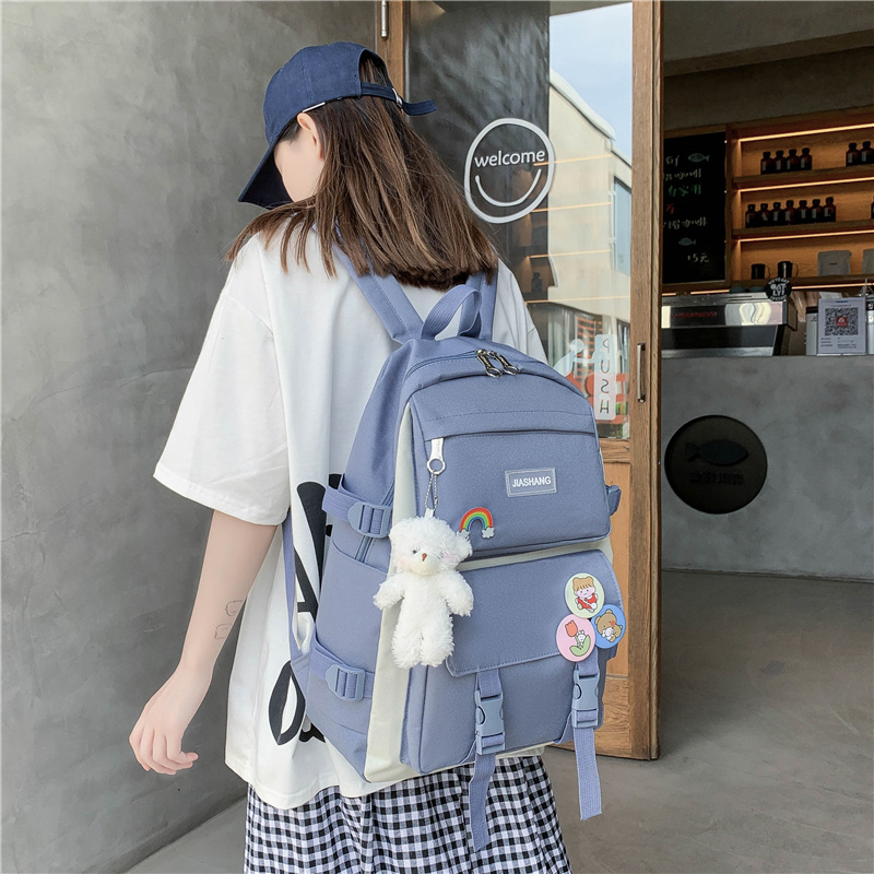 4PCS Kawaii Cute Functional Mochila, Gran Capacidad Mochila Para Laptop,  Bolsa Escolar Y De Viaje Casual Preppy Para Niñas