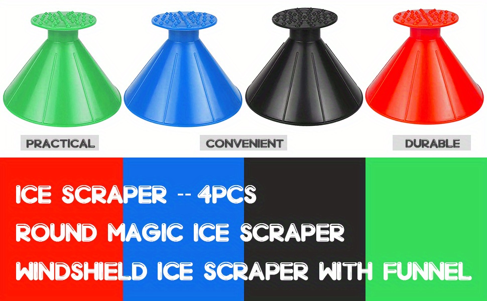  3 Pcs Magical Ice Scrapers for Car Windshield, Round Snow  Scraper with Funnel, Cone-Shaped Car Snow Remover, Car Window Scraper for  Ice & Snow, Car Winter Accessories, Gift for Chrismas (Blue) 