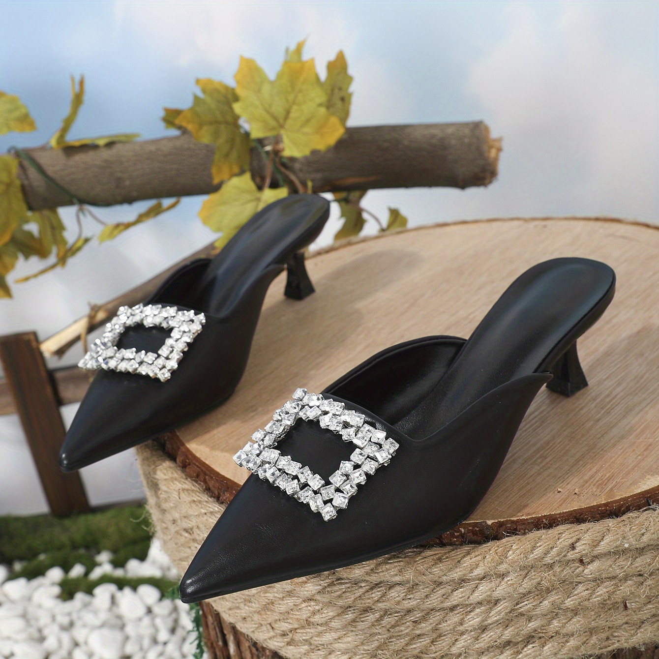 Women's Rhinestone Kitten Heels, Satin Pointed Toe Slip On Slingback Low  Heels, Party Dress Evening Sandals - Temu United Arab Emirates