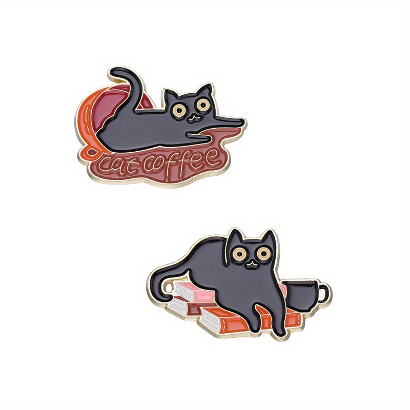 Broches Esmaltados De Gatos Preto E Branco, Broches De Gatos, Mochila De  Desenho Animado, Presentes De Joias Para Amigos - Broches - AliExpress