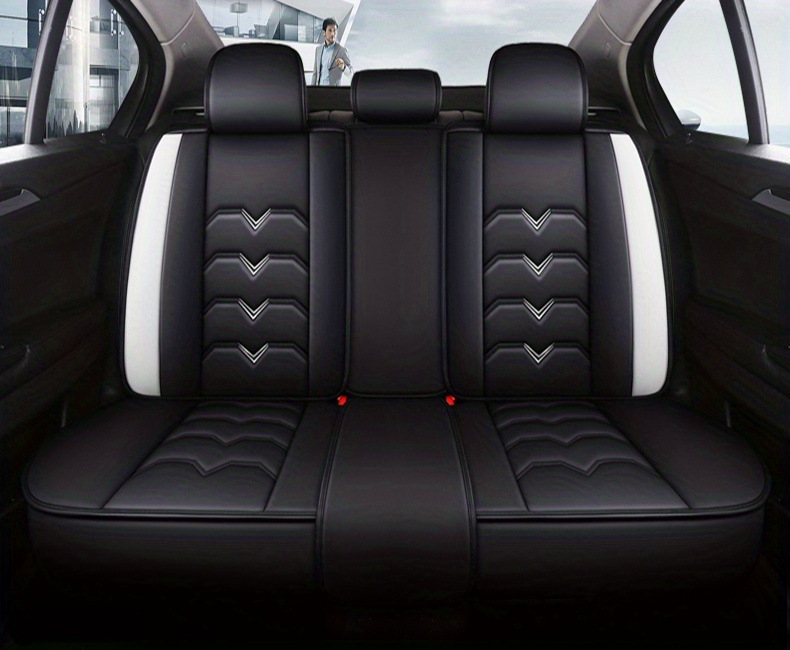 Tuqiang Universal Autositzbezüge Full Set，Vordersitze und Rückbank 5-Sitze Leder  Sitzbezüge,Sitzbezug für die meisten Autos, SUVs, Pick-ups,MH111,Schwarz :  : Auto & Motorrad