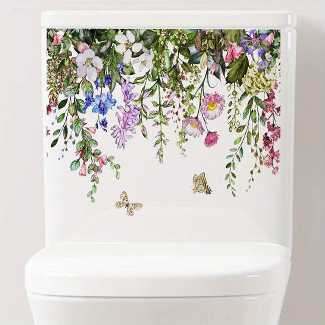 Removable Floral Butterfly Toilet Bowl Sticker Waterproof Temu